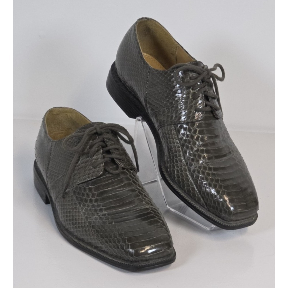 Genuine Snake Skin Shoes Mens 7 Giorgio Brutini Private Collection Gray Oxford